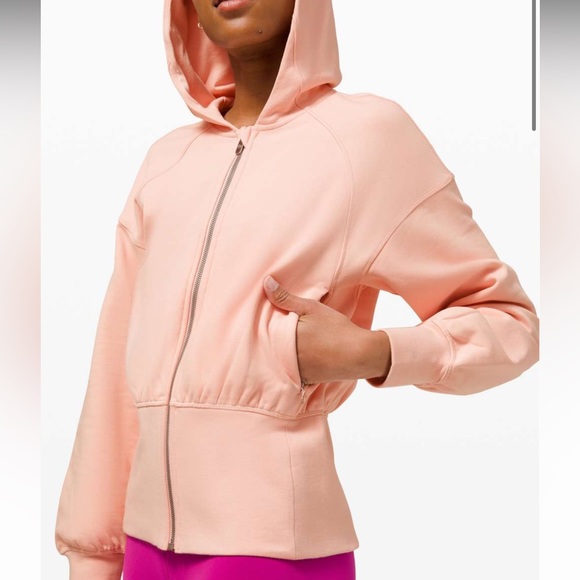 Lululemon Hugged-Waist Cotton Zip Hoodie Pink Mist - Picture 3 of 11